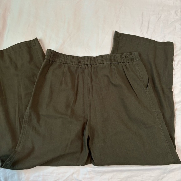 Willit Women's Cotton Linen Wide-Leg Pants Olive Green XL 31” - Picture 4 of 7